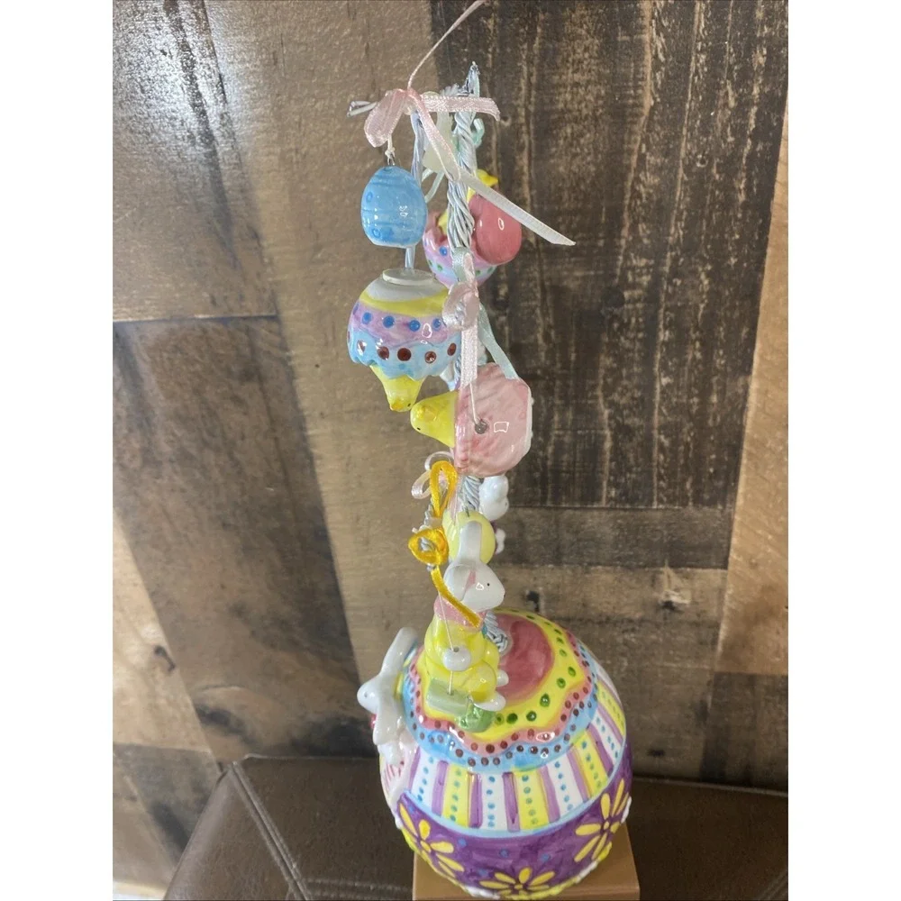 Vintage 90s Porcelain Easter Ornament Tree Whimsical Bunny Chick ~ REPAIR Needed